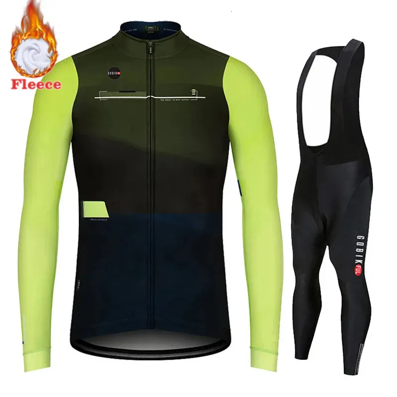 Wielertruisets Winterteamkledingset Thermisch fietsjack met lange mouwen Broekpak Bib MTB Mountainbike 231127