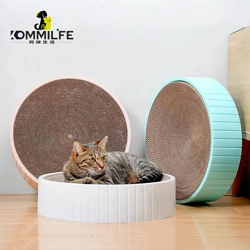 KOMMILIEF – lit rond à gratter pour chat, lit en papier ondulé, coussin à gratter, jouets pour chats, lit en carton remplaçable