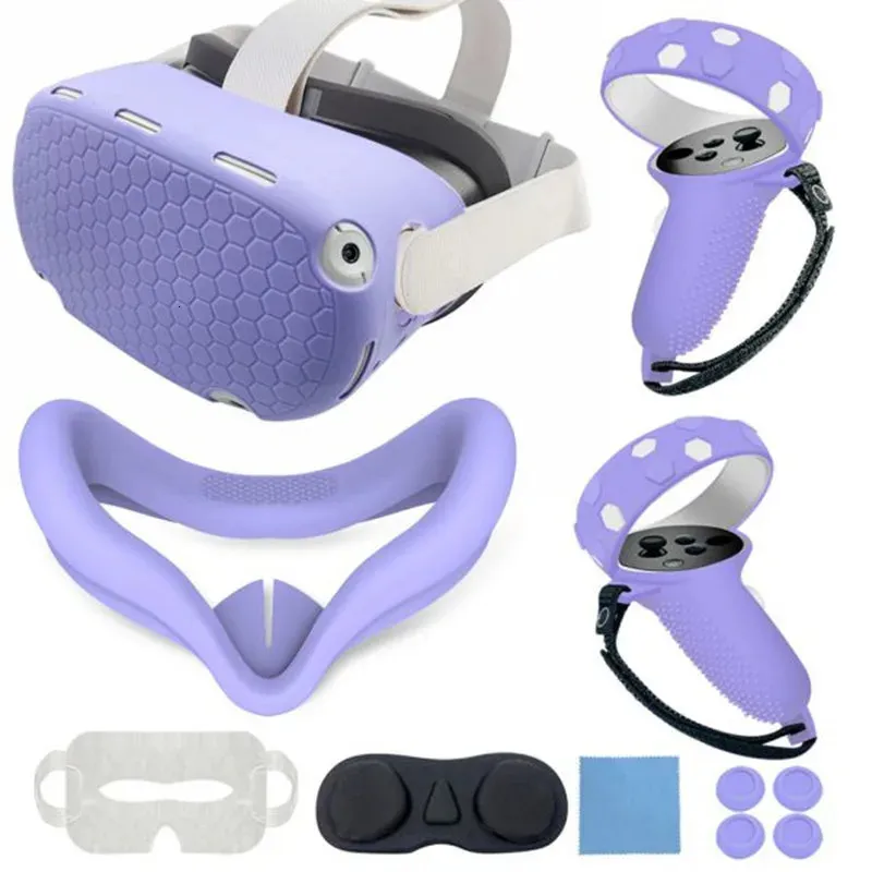 VR Glasses 7 Color Shell Cover Protective Lens Anti Leakage Nose Pad 7 Piece Set Accessories For Oculus Quest 2 Replacements 231128