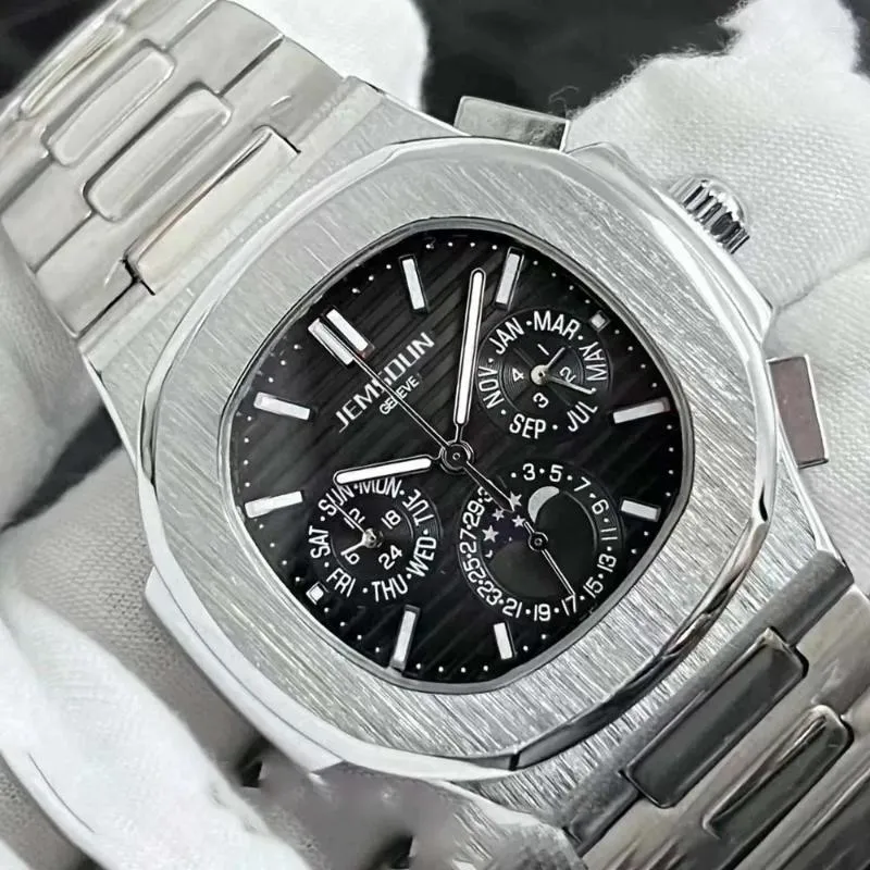 ساعة Wristwatches الساعات العلامة التجارية الأصلية للرجال الفاخرة متعددة الوظائف التلقائي التاريخ Quartz Wristwatch Business Chronograph Moon Clock