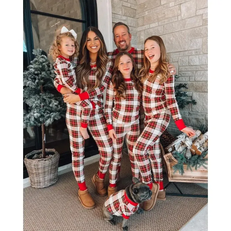 Save Big on Bulk Red Plaid Christmas Pajamas Family Matching Clothing  Christmas Look: Red Plaid Warm Sleepwear Sets For Mother, Father, Kids  Dog