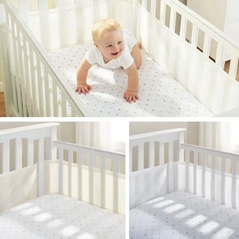 Soft Cotton Baby Crib Bumpers - Breathable, Safe Infant Bed Rails, Pink ...