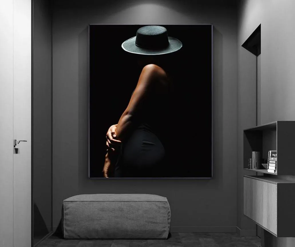 Modern Sexy Woman Art Body Black Background Print Poster Wall Art Pictures for Living Room Home Decor No Frame2581129