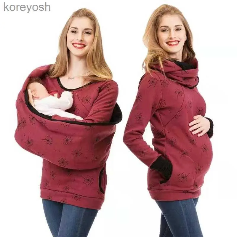 Maternity Tops Tees Maternity Winter Hoodies Clothes With Scarf Hooded Breastfeeding Sweater Premaman Pullover Sweat Shirt Pregnant Woman Jackets UpL231128