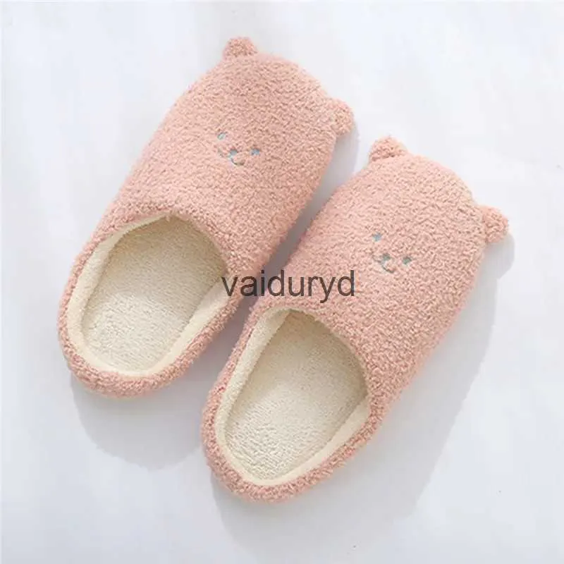 home shoes Winter Warm Plush Slippers Women Non-Slip Indoor Home Fur Slipper Shoes Cute Silent Slides Bedroom Flat Floor Shoes For Couplevaiduryd