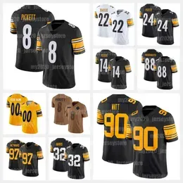 24 Joey Porter Jr. Football Jersey 8 Kenny Pickett 22 Najee Harris 90 T.J. Watt George Pickens Pat Freiermuth TJ Cameron Heyward ``Steelers``Patrick Peterson