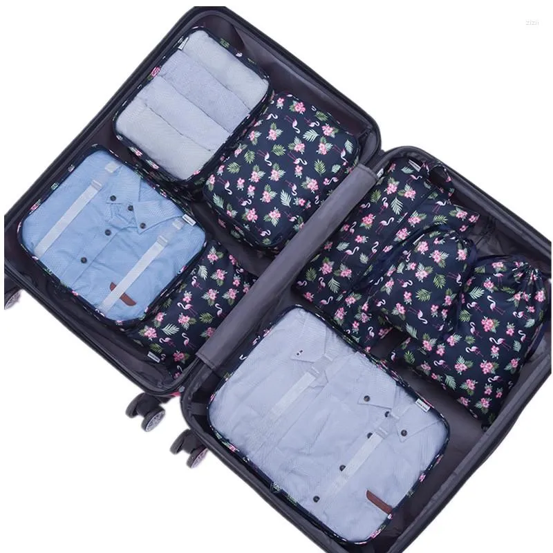 Bolsas de lona 8 unids/set cubo de embalaje viaje hombres mujeres portátil gran capacidad ropa zapatos clasificación organizador equipaje accesorio bolsa