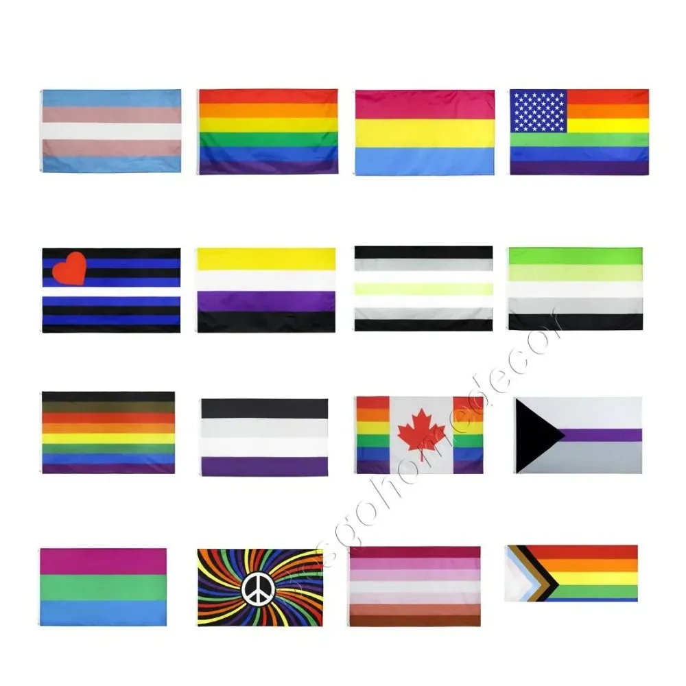 Nya bannerflaggor 3x5ft Rainbow 90x150cm Amerikaner Gay Pride Flag Polyester American Banners Rainbows Things Prides Bisexual Lesbian Pans Dhfui