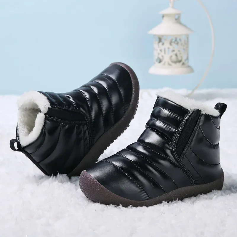 Laarzen Kinderen Winter Hoog Uitgesneden Bont Kinderen Outdoor Sneeuw Baby Pluche Casual Sneakers Meisjes Jongens Fleece Loopschoenen 231127