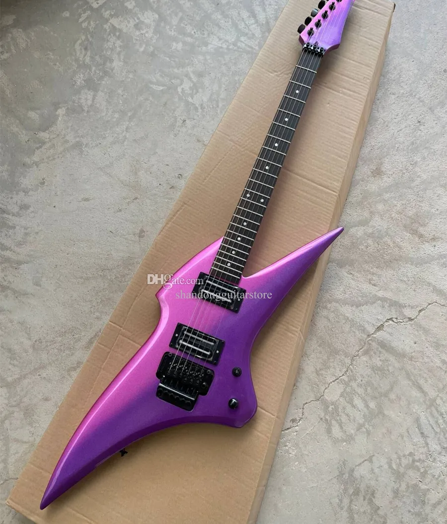 Guitare électrique à corps violet brillant inhabituel d'usine avec pont trémolo, offre Logo/couleur personnaliser