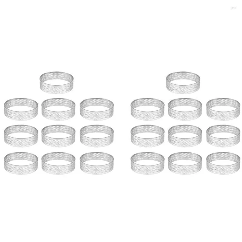 Bakware gereedschap 20 pak roestvrijstalen taart ring ring warmtebestendige geperforeerde cake mousse round baking donut 8 cm