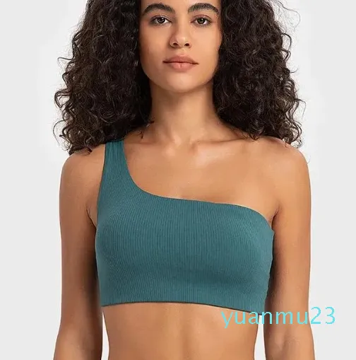 Ribbed One Shoulder Yoga Vest With Push Up, Padded Longline Sports Bra  Tank, Backless Design, And Light Support For Fitness, Sports, Gym, Workout,  Crop Style From Yuanmu23, $23.23
