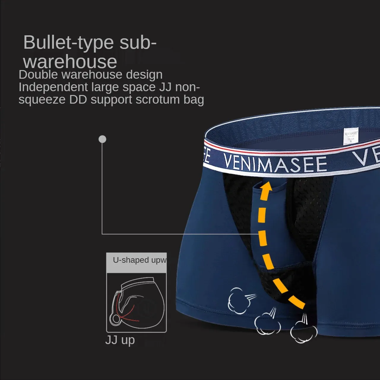 Cheap Men's Briefs Guns and Bullets Separation Boxer Briefs Scrotum Support  Pocket Pants Men's Boxer Briefs