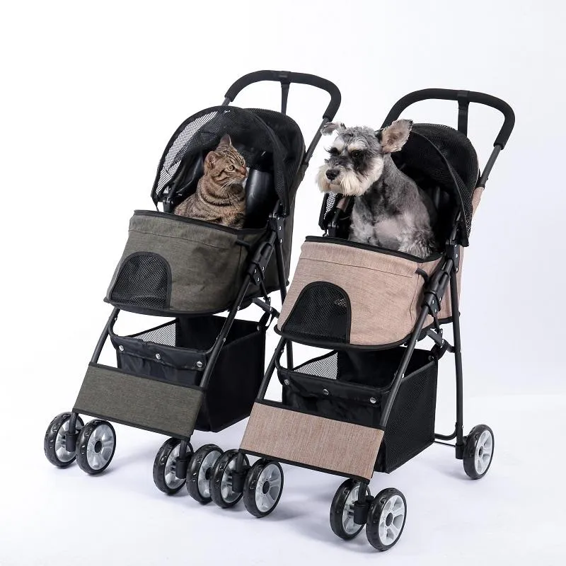 Dragers Opvouwbare hondenkar Luxe hondendrager Kinderwagens Ademend reizen Puppy Cat Pet Suplies Outdoor kinderwagen Kinderwagen