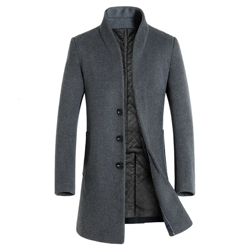 Men's Trench Coats Autumn Winter Brand Men Wool Blends Coats Fashion Solid Color Middle Long Overcoat Luxury Business Casual Wool Coat S-3XL 231127