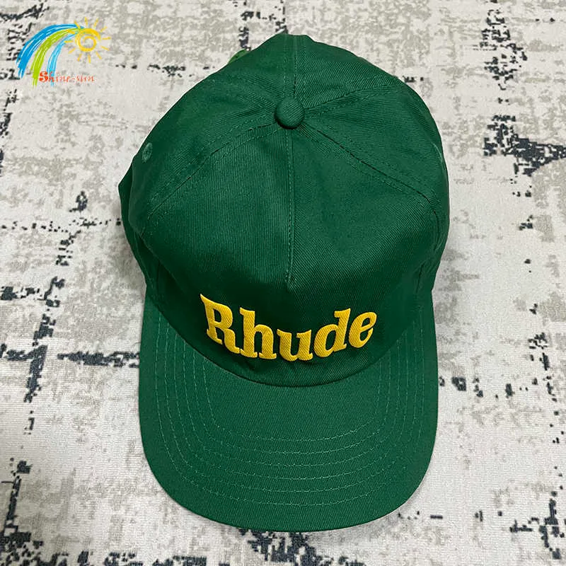 Ball Caps 2023 Casual Wide Brim Outdoor Sunscreen Rhude Baseball Cap Men Women High Quality Streetwear Green Blue Rhude Adjustable Hat 830