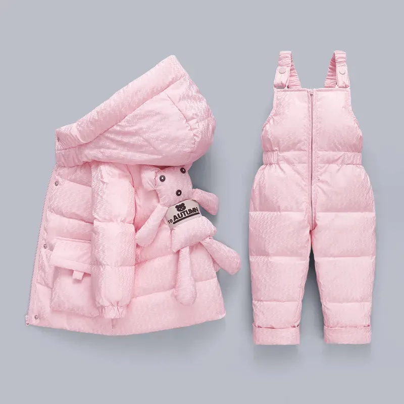 Down Coat Winter kombiner kombinezon dla dziewcząt chłopiec dzieci garnitury kurtki dla dzieci snowsuit kaczka w dół płaszcza Parka Toddler Baby Bear Zabawka wierzchnia wierzchnia 231128