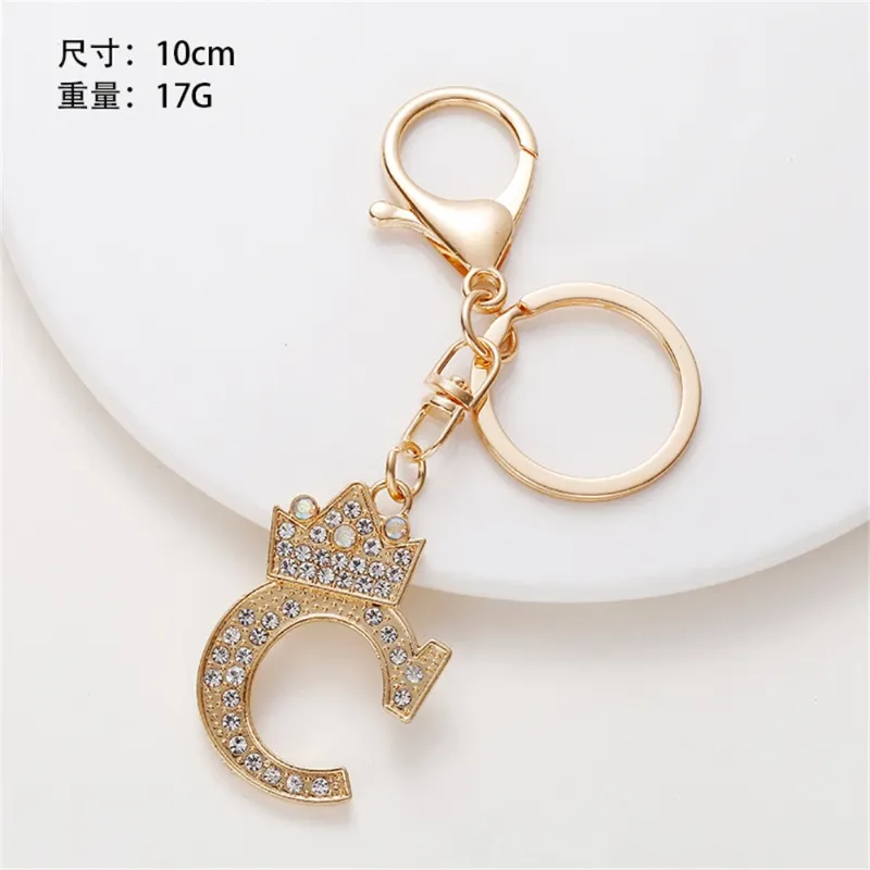 Keychains Lanyards Keychains Luxury Rhinestone Crown 26 Letters Car Keychain Accessories Creative A-Z Initials Gold Keyring Women Ornaments 2024 new
