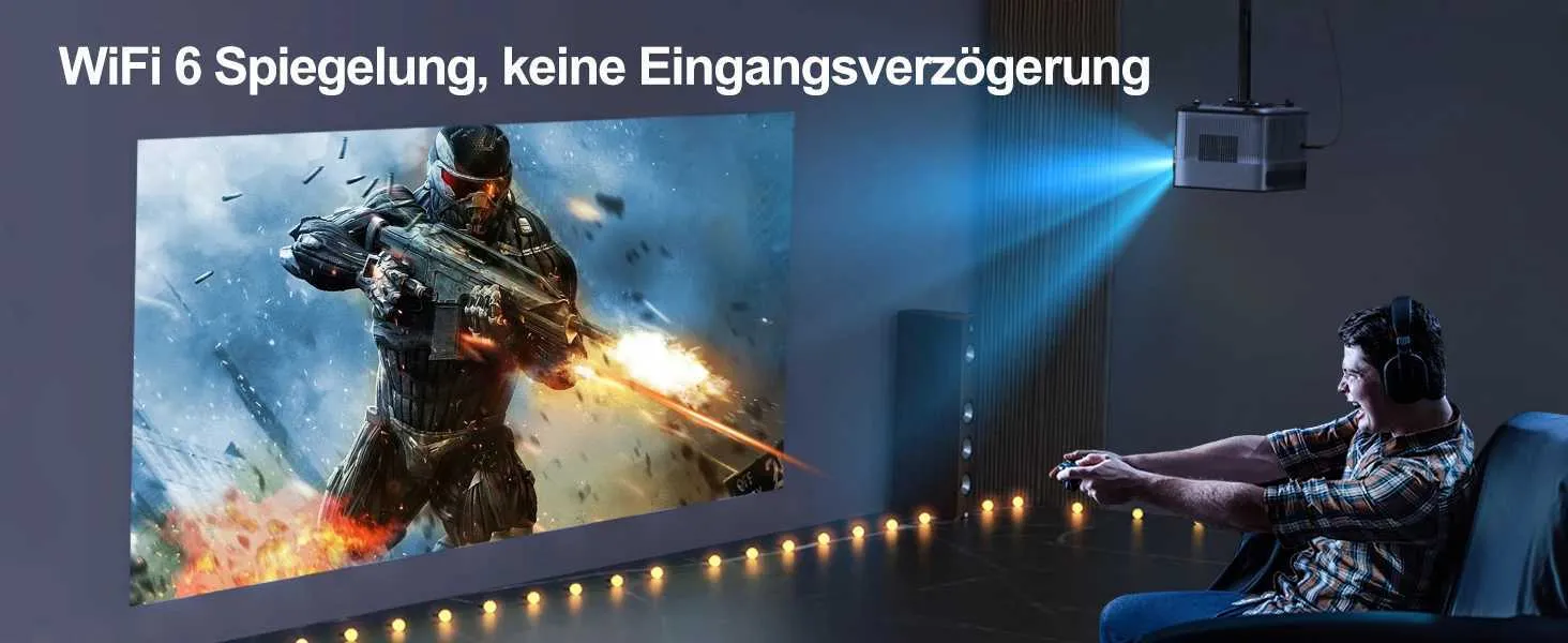 4K Projector - Native 1080P Full HD, 500 ANSI Lumens, 15000 Lux, WiFi 6 ...