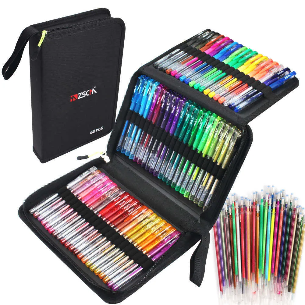 120 Pack Painting Pen Set 100 Colored Dual Tip Markers and 20 Colors  Glitter Gel Pens with Canvas Bag for Adult Coloring Books