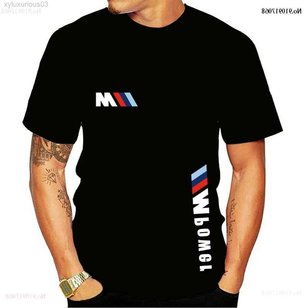 T Shirt 2023 BMW M Power Summer Cato Men Funder Mouwen Mouwen Effen Color للجنسين جولة في الحلق الهيب هوب الرياضي الرياضي