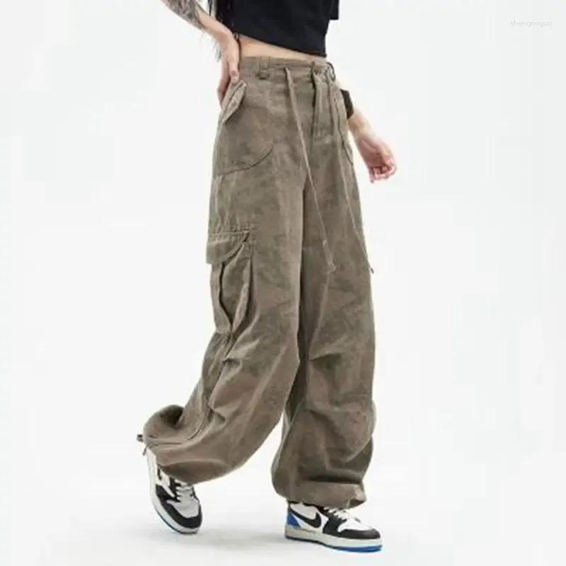 Pantalon femme Camouflage vert Cargo femme Y2K Hippie jean rétro Streetwear Harajuku armée jambe large Denim pantalon femme
