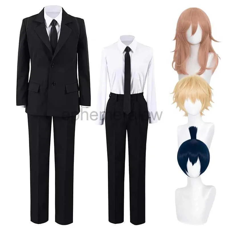 Anime Costumes Anime tronçonneuse homme Cosplay Costumes Denji Aki Hayakawa Cosplay noir démon chasseur uniforme perruque costume Halloween vêtements de noël zln231128