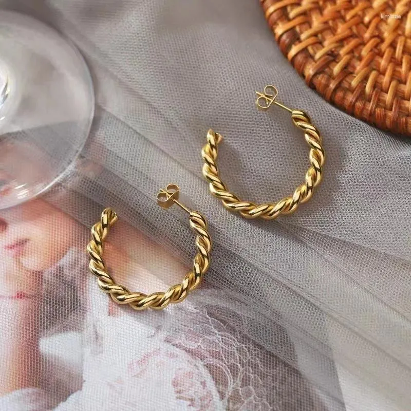 Orecchini a cerchio in acciaio inossidabile eleganti per le donne Vintage Matrimonio Fidanzamento Estetico Jewerly Aretes E189