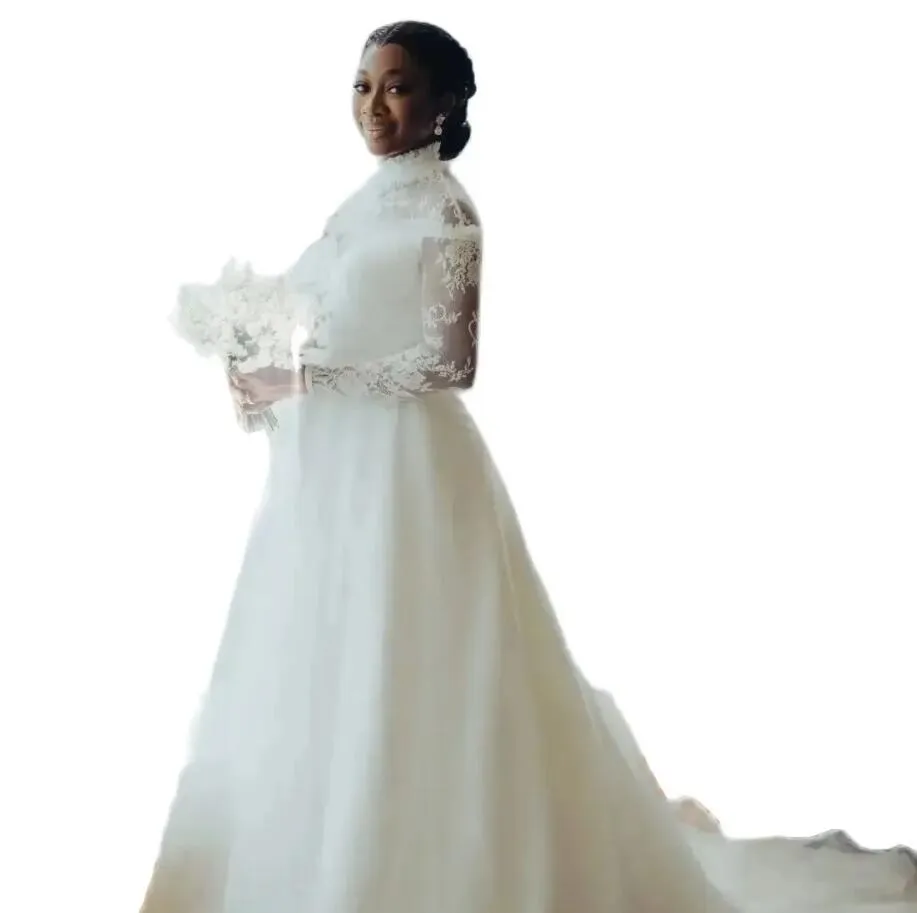 Applique A Maniche Lunghe A Maniche Lunghe A Collo Alto Abito Da