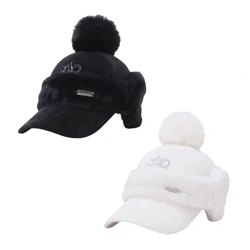 Chapeaux d'extérieur Chapeau de golf Femmes Hiver Chaud Mode Canard Langue Détachable En Peluche Balle Oreille Protecteur Polyvalent Sports 231128