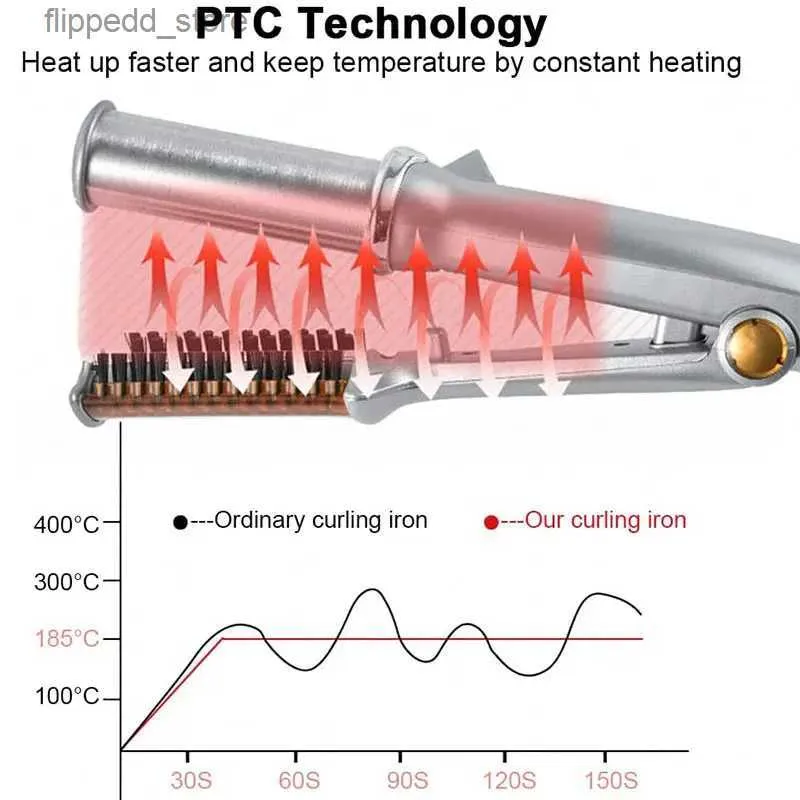 カーリングアイアンプロフェッショナルヘアカーラーアイアンカーリングアイアン回転ヘアブラシカーラースタイラー2 in 1ヘアスタイリングツールブラシQ231129