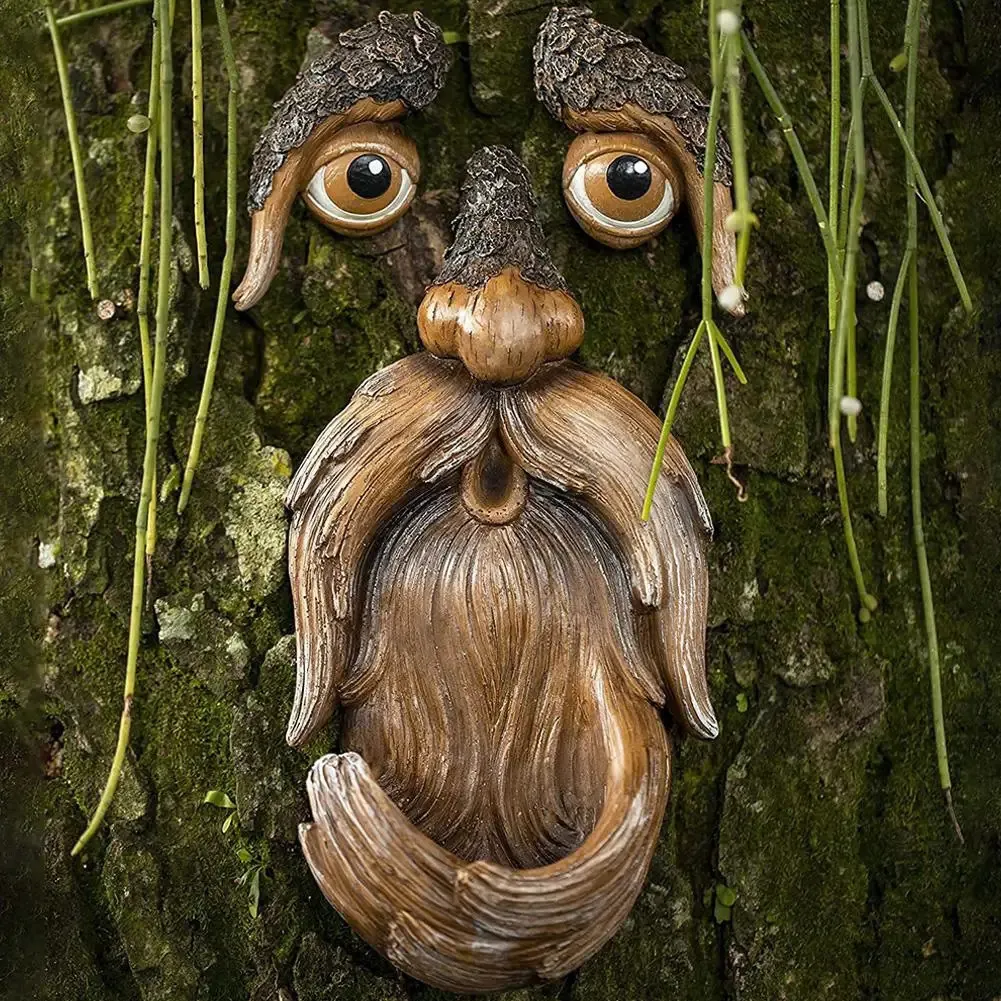 Garden Decorations Tree Faces Decor Outdoor Funny Unique Large HandPainted Bird Feeders for Yard Art Easter and Indoor Resin Craft 231127