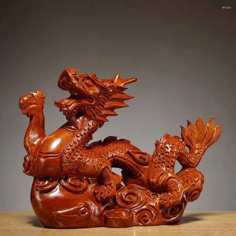 Décorations de jardin Statue de dragon en bois de bureau Décoration de maison Figurine de table chic