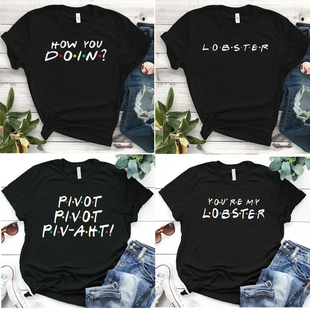 Women's T-Shirt Envmenst 100% cotton T-shirt Friends TV Show Quotes How You Doin Women Short-Sleeve Fashion Funny Tops T-shirts For Men Women 230428