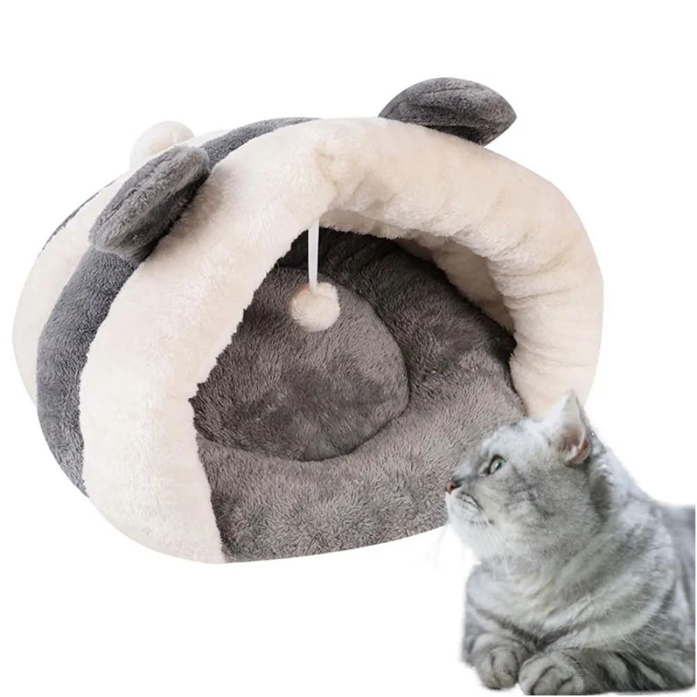 Slippers Style Cat Bed House with Hairball Winter Warm Lovely Pet House Soft Mat Cushion Winter Cat Kennel Puppy Mat Bed