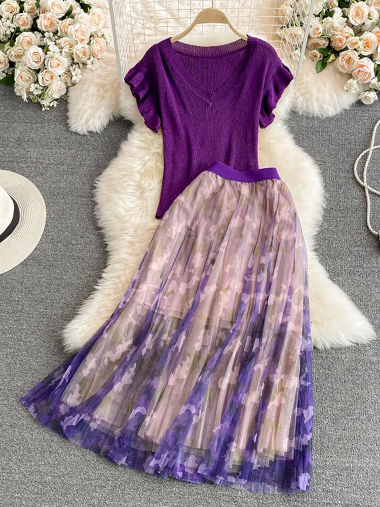strapless open back dress Cute V Neck Two Pieces Purple Lace Prom Dress, 2 Pieces Purple Lace Ho –  abcprom main image 1