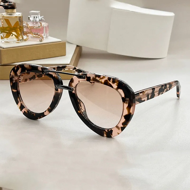 Occhiali da sole di design con montatura ovale in acetato di alta qualità SPR28RS uomini e donne casual alla moda Oculos de sol occhiali da vista casual con sfumatura di vacanza Leopard