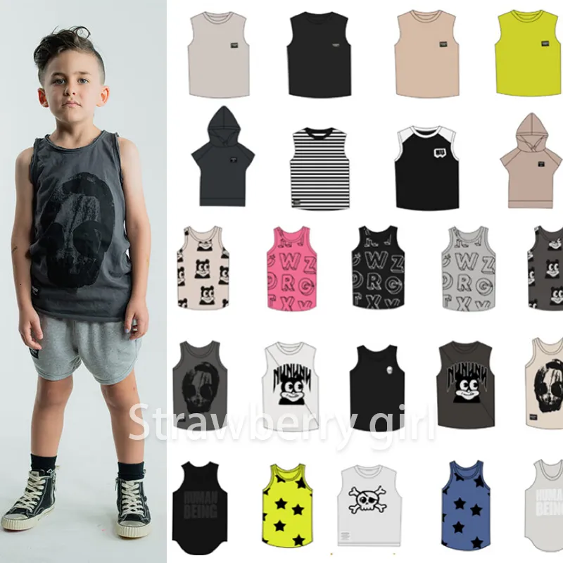 Tshirts nu Kids Summereseveless Cool Boys Clotes Cartoon Printed Fashion Designer Children Curage Vest230427