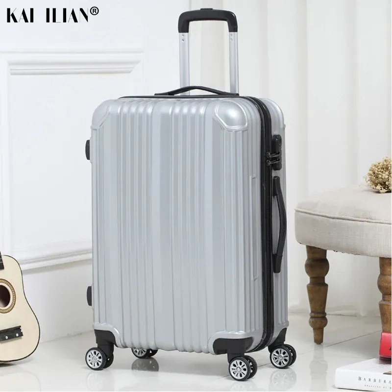 Nouveau 20/22/24 pouces bagages roulants sipnner roues femmes valise de voyage hommes mode populaire chariot bagages boîte de mot de passe ABS + PC boîtes à air sacs, accessoires de bagages air