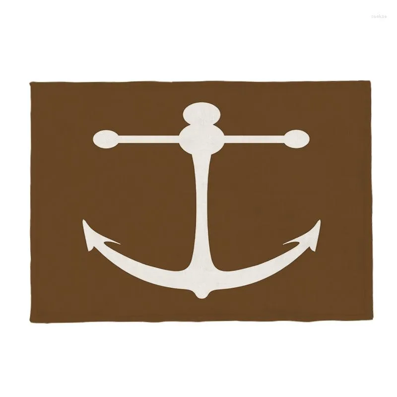 Bordmattor Ocean Anchor Print Mönster Underlägg kökservetter Tyg Placemat Matsal Dekorationer Verktyg och accessoarer