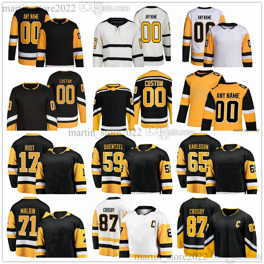 Gestikte hockeyshirts 2023/24 58 Kris Letang 87 Sidney Crosby 71 Evgeni Malkin 65 Erik Karlsson 66 Lemieux 59 Jake Guentzel 17 Bryan Rust 27 Ryan Graves 19 Reilly Smith