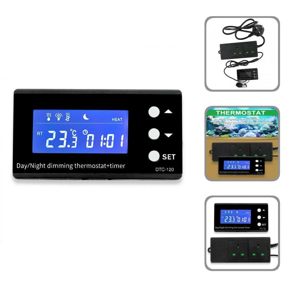 Produtos Termostato de répteis Versátil dia/noite escurecimento Termostato digital Timer fácil de usar termostato digital de desempenho estável