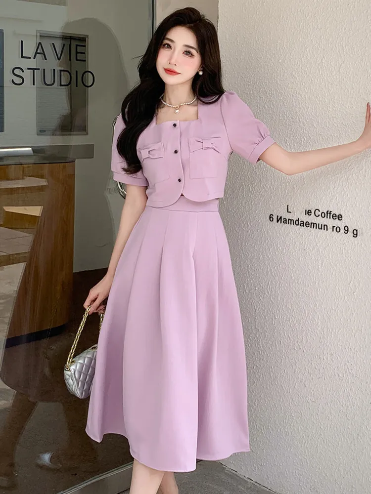 knee length dresses for ladies Light Blue Stripe Belted Dress - Midi Dresses main image 0