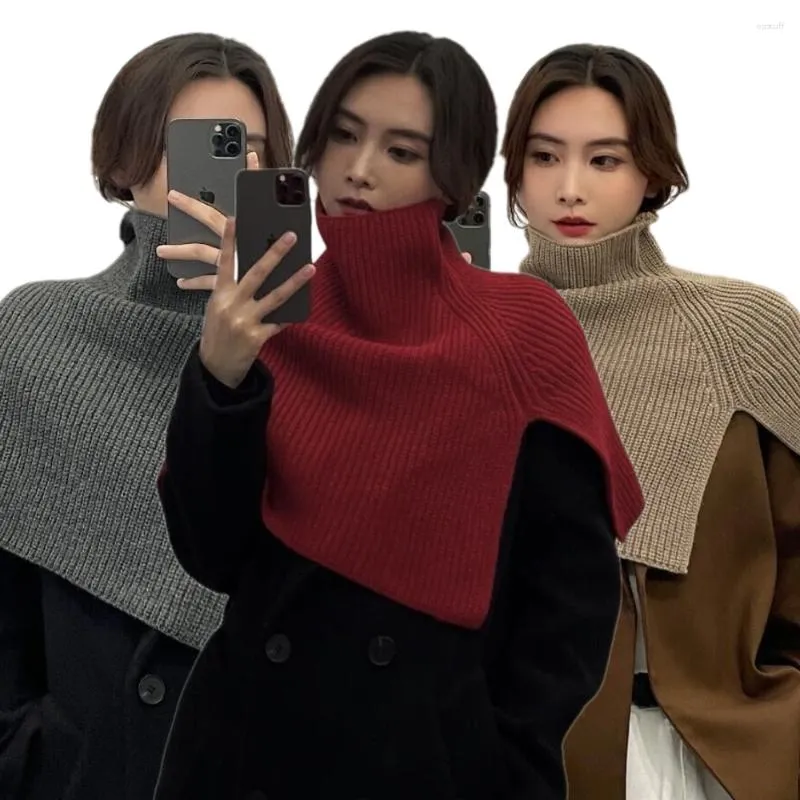 Scarves Winter Women Keep Warm Neck Cover Scarf High Collar Thick Knitted Shawls Cape Short Tops Unisex Adult Headwear