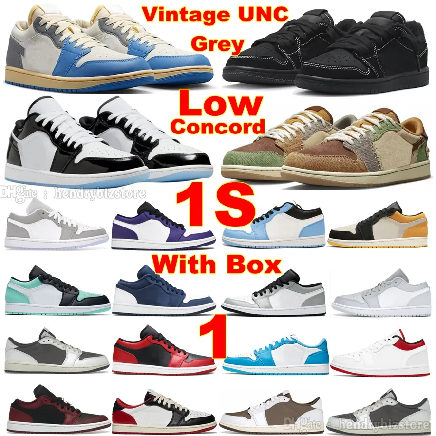 1 Low Concord Vintage Unc Grey Basketball Buty Black Phanton Fragment OG Mystic Navy Game Reverse Hoded Voodoo Sneakers