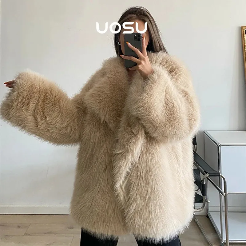 Brown Faux Fur Oversized Coat