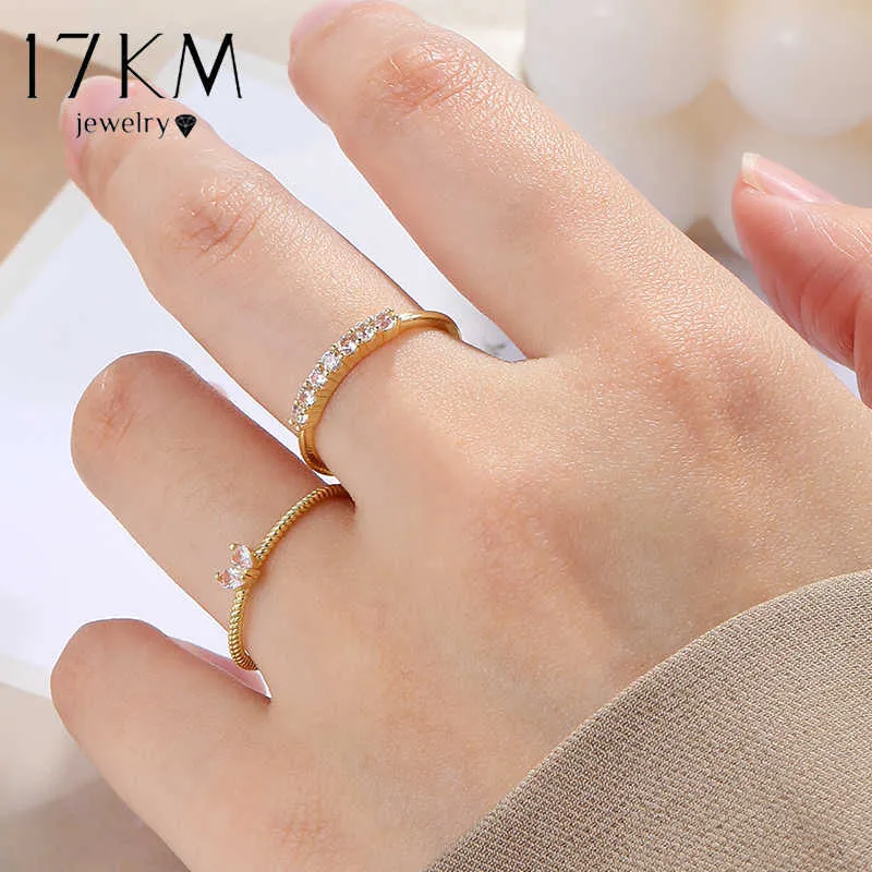 Band Rings Gold Color Adjustable Zircon Rings Set For Women Girls Minimalism Elegant Heart Twist Couple Ring Fashion 2023 New Trend Jewelry Z0428