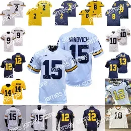 Football Jerseys Custom Michigan Wolverines Football Jersey NCAA College Zach Charbonnet Tom Brady Ronnie Bell Charles Woodson Joe Milton Hassan Haskins Kwit