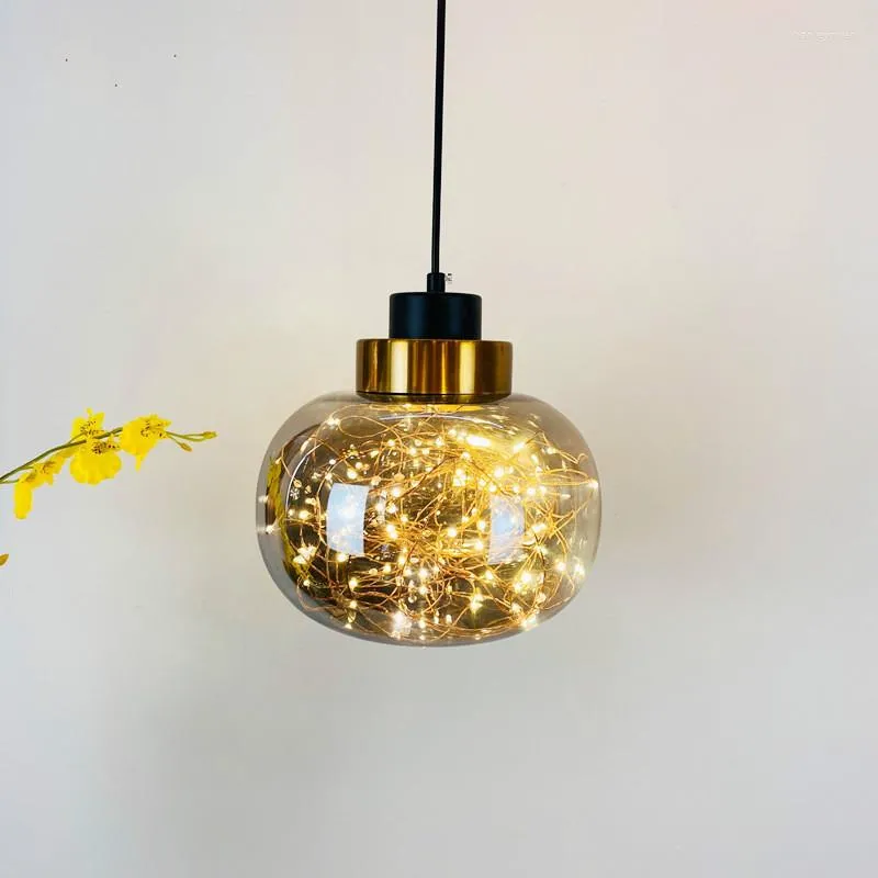Lampes suspendues nordique moderne Simple lumière lustre en verre de luxe chambre décorations de noël pour les luminaires de la maison salle à manger lumières