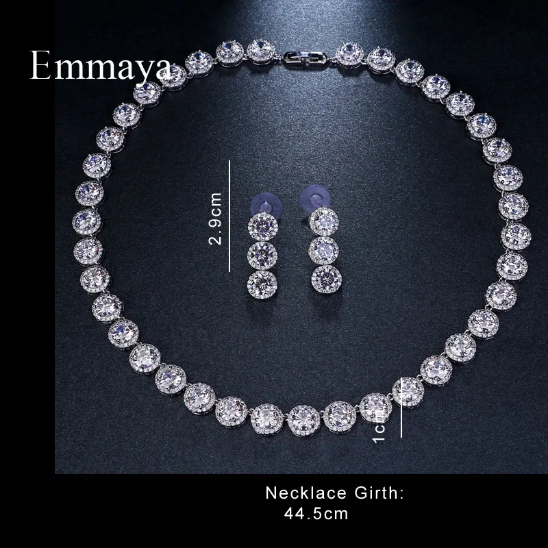 Ensembles de bijoux de mariage Emmaya marque magnifique rond couleur or blanc AAA cubique Zircon ensembles de bijoux de mariage pour amoureux mariées cadeau 231128